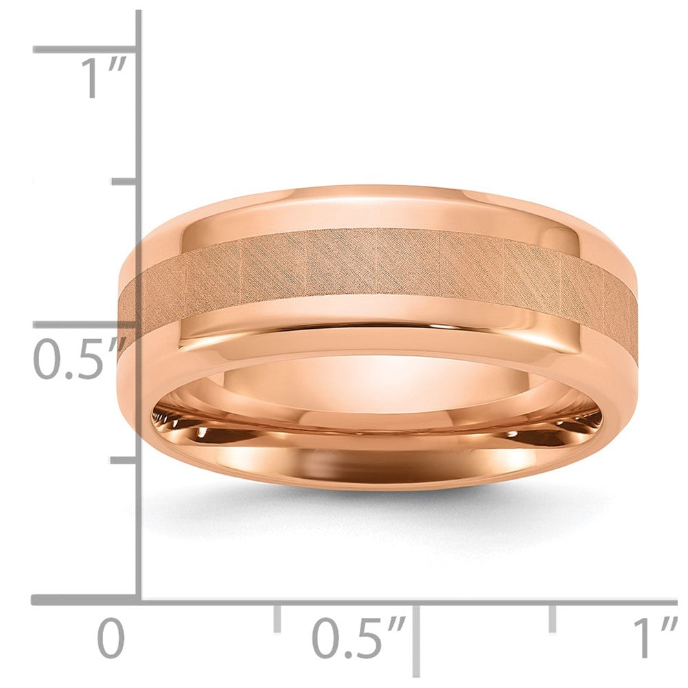Stainless Steel Polished Rose IP-plated Brushed Center 8mm Band