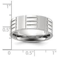Stainless Steel Polished Grooved 8mm Band