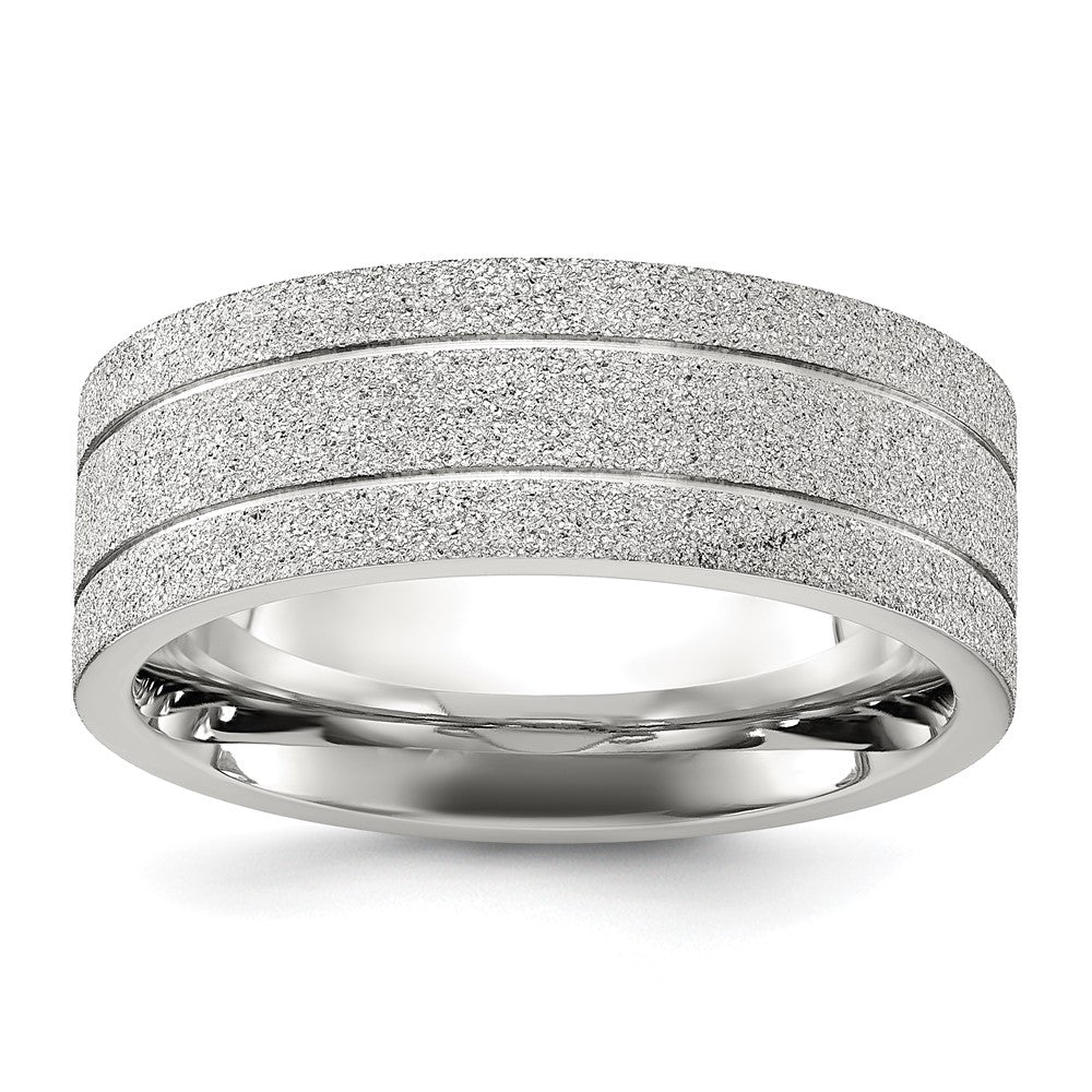 Stainless Steel Polished Laser-cut Grooved 8mm Band