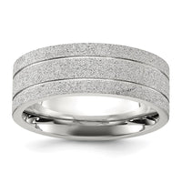 Stainless Steel Polished Laser-cut Grooved 8mm Band