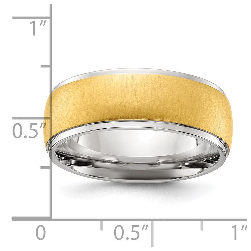 Stainless Steel Polished with Brushed Yellow IP-plated Center 8mm Band
