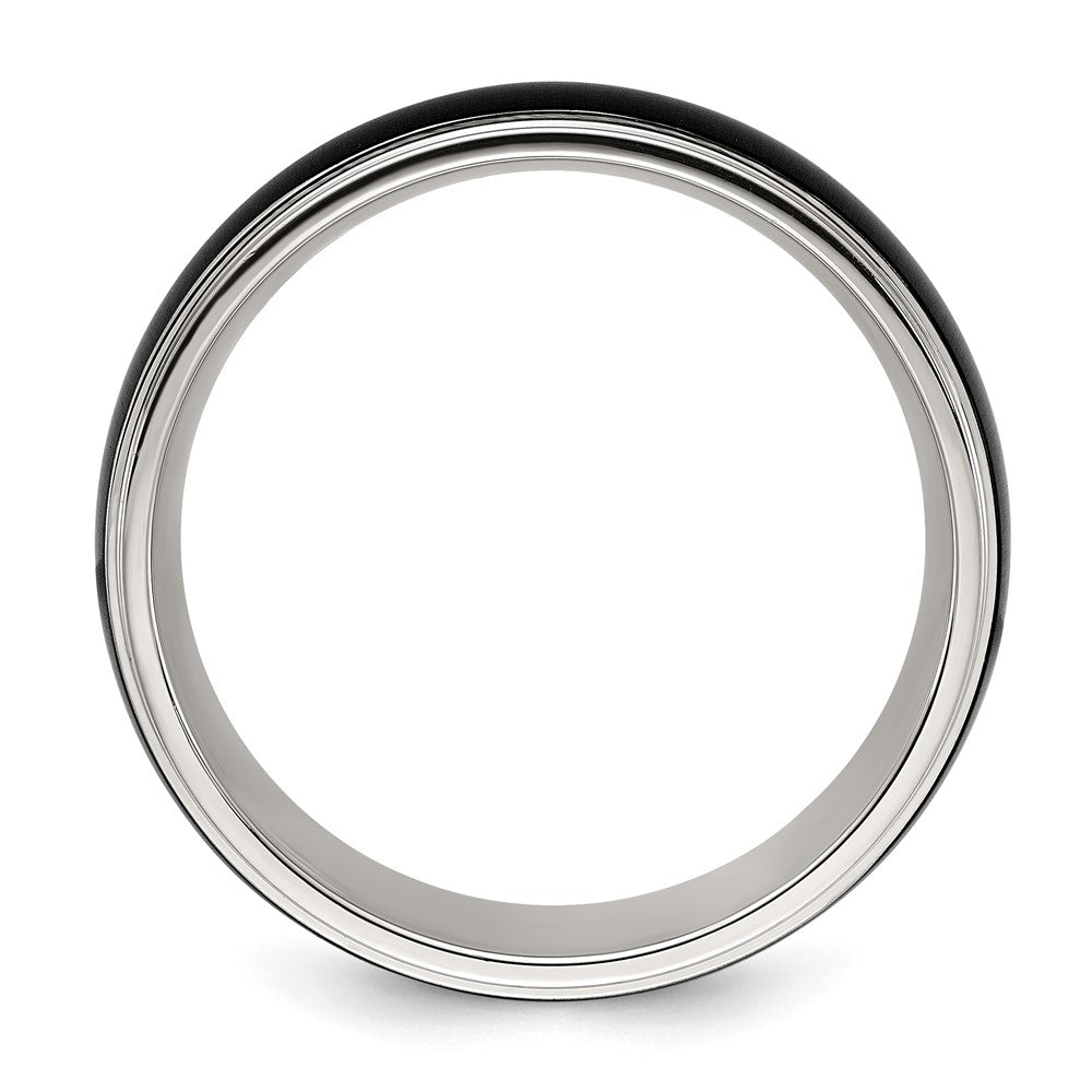 Stainless Steel Polished with Brushed Black IP-plated Center 8mm Band