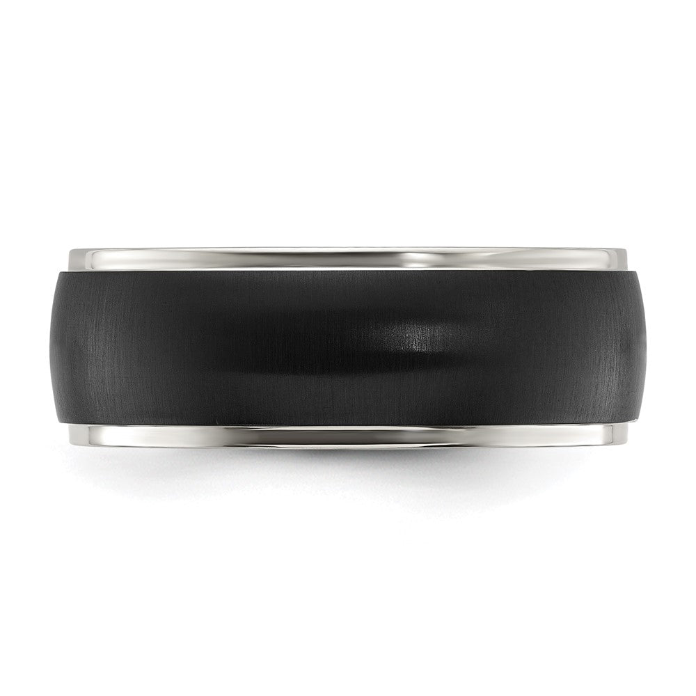 Stainless Steel Polished with Brushed Black IP-plated Center 8mm Band