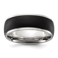 Stainless Steel Polished with Brushed Black IP-plated Center 8mm Band