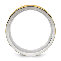 Stainless Steel Brushed and Polished Yellow IP-plated Grooved 8mm Band