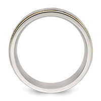 Stainless Steel Brushed and Polished Hammered Yellow IP-plated Band
