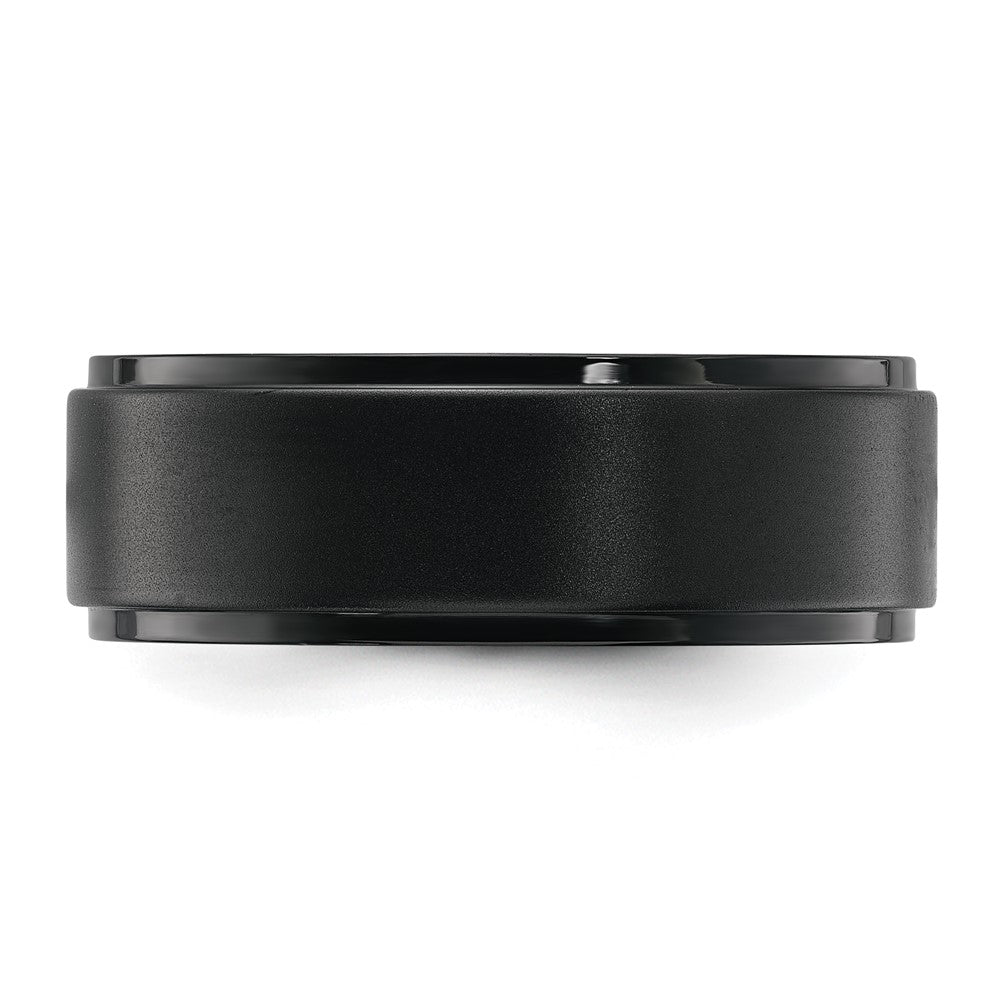 Stainless Steel Polished Black IP-plated Brushed Center 8mm Band