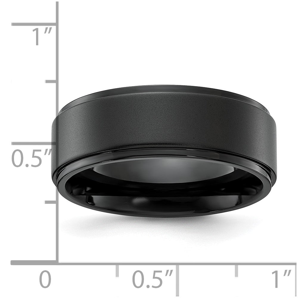 Stainless Steel Polished Black IP-plated Brushed Center 8mm Band
