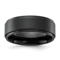 Stainless Steel Polished Black IP-plated Brushed Center 8mm Band