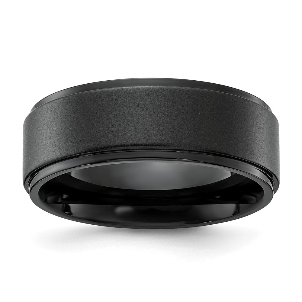 Stainless Steel Polished Black IP-plated Brushed Center 8mm Band