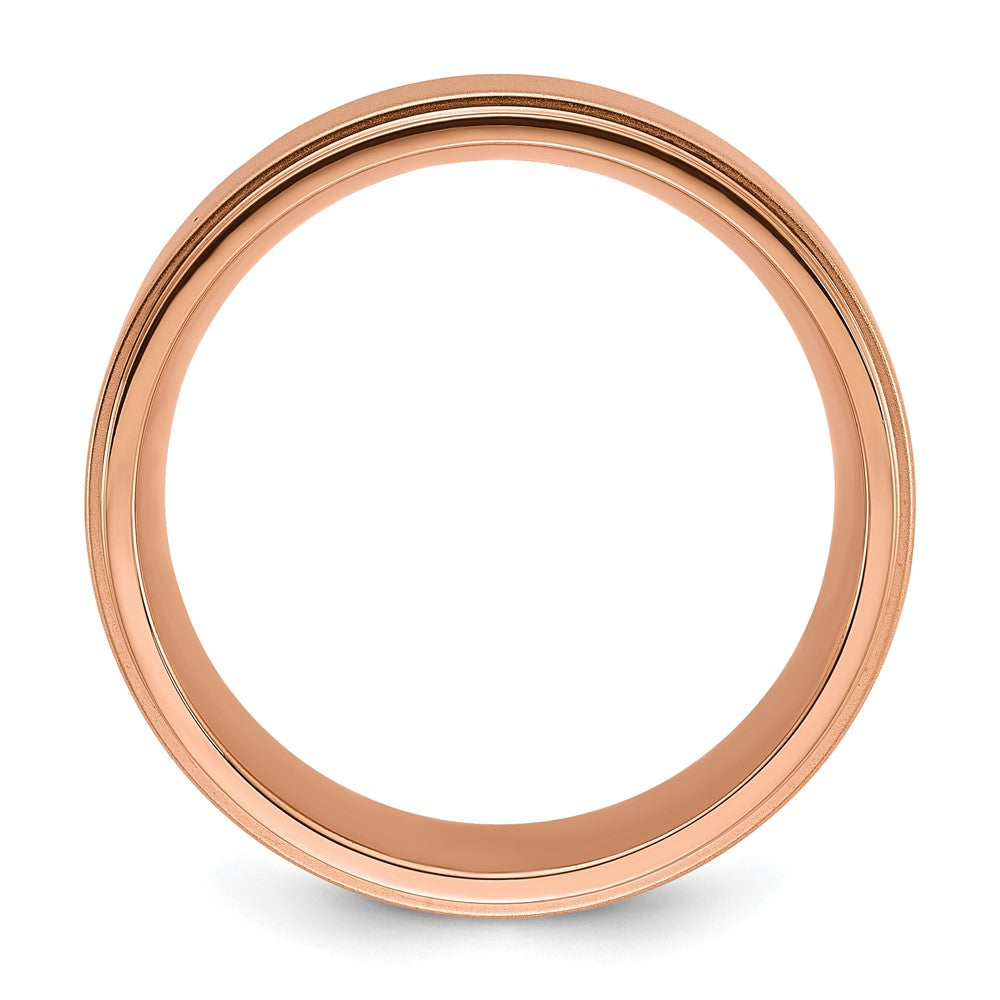 Stainless Steel Polished Rose IP-plated Brushed Center 8mm Band