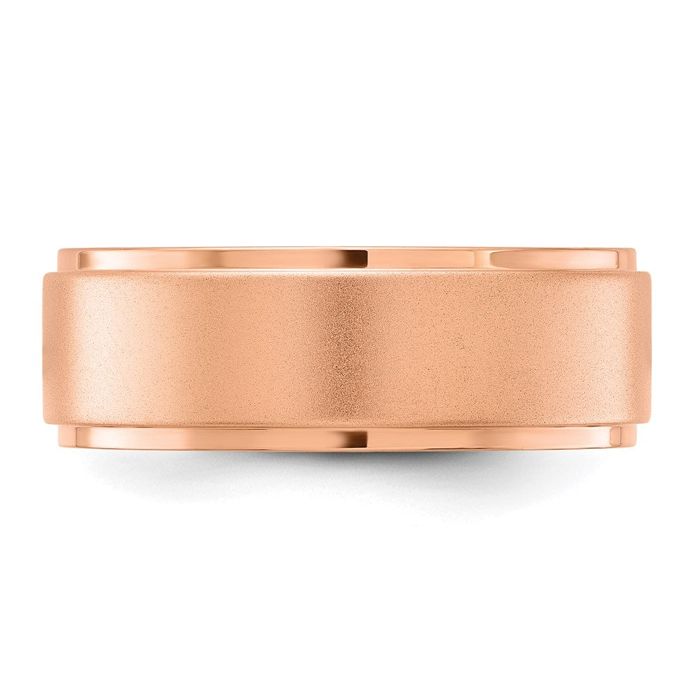 Stainless Steel Polished Rose IP-plated Brushed Center 8mm Band