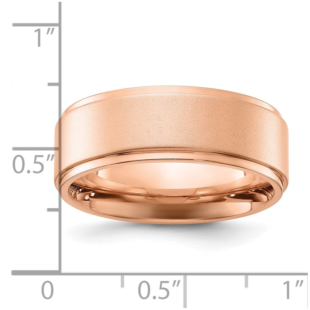 Stainless Steel Polished Rose IP-plated Brushed Center 8mm Band