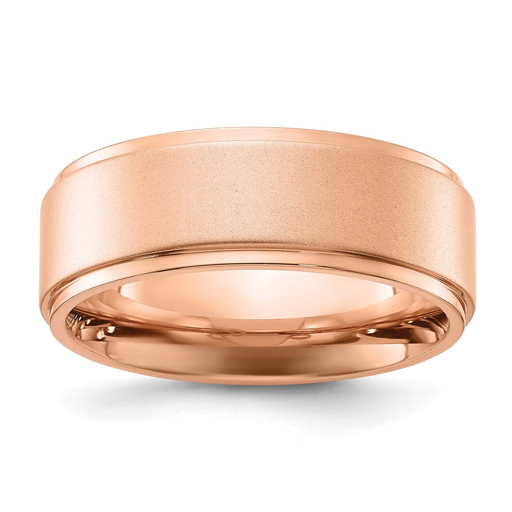 Stainless Steel Polished Rose IP-plated Brushed Center 8mm Band