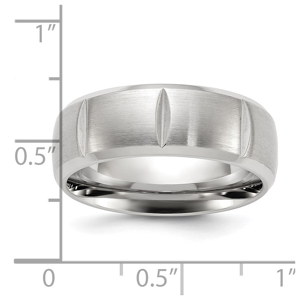 Stainless Steel Brushed and Polished Grooved 8mm Band