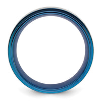 Stainless Steel Polished Blue IP-plated w/Scratch Finish Center 8mm Band