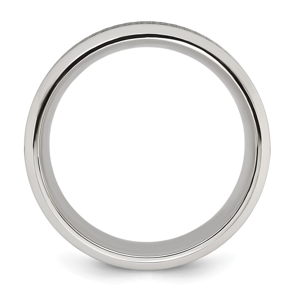 Stainless Steel Polished w/ Textured Black IP-plated Center 8mm Band