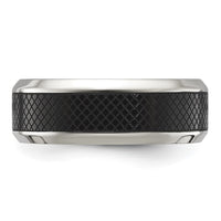Stainless Steel Polished w/ Textured Black IP-plated Center 8mm Band