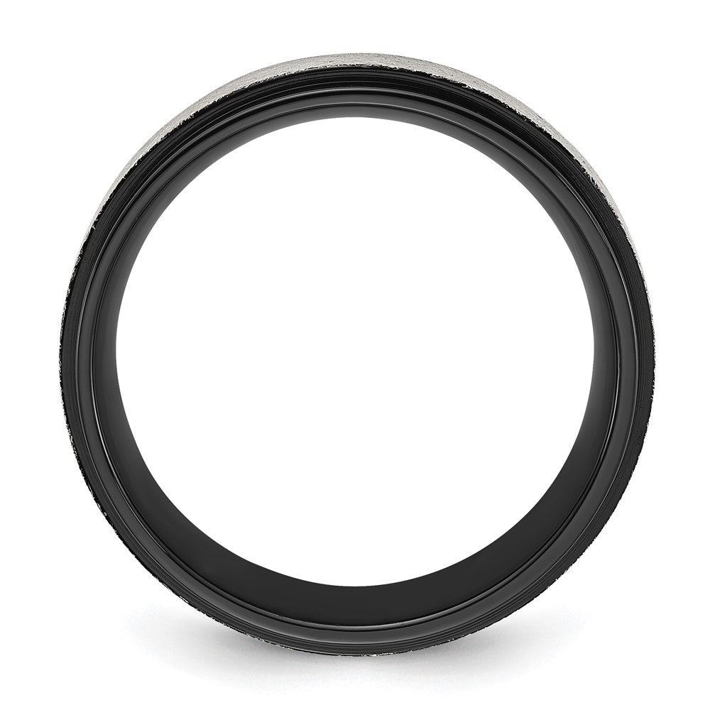 Stainless Steel Polished Black IP-plated w/Scratch Finish Center 8mm Band