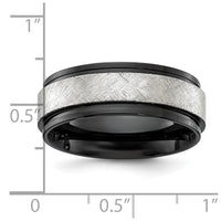 Stainless Steel Polished Black IP-plated w/Scratch Finish Center 8mm Band