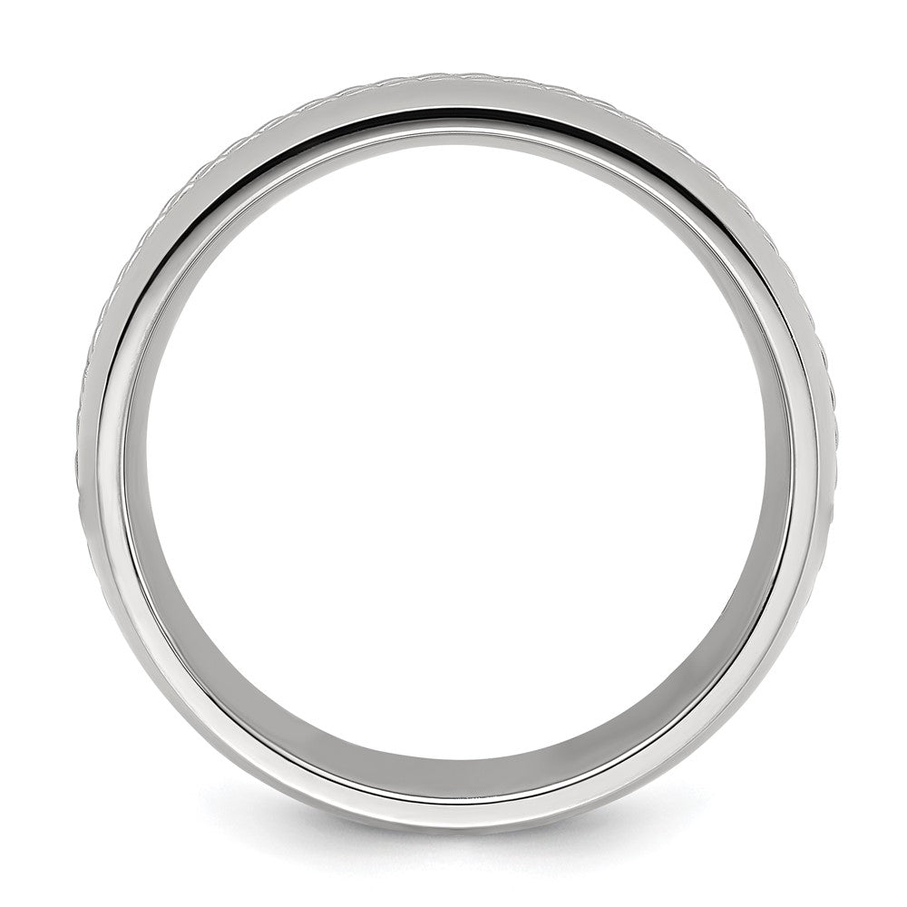 Stainless Steel Polished with Chain Inlay 7mm Center