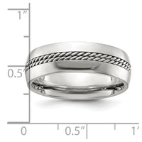 Stainless Steel Polished with Chain Inlay 7mm Center