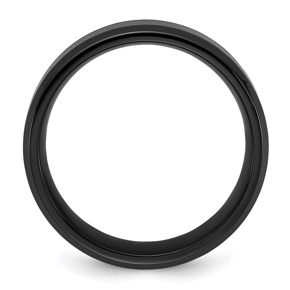 Stainless Steel Polished Black IP w/Blue Star Sandstone Inlay 8mm Band