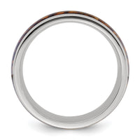 Stainless Steel Polished with Yellow Tiger's Eye Inlay 8mm Band