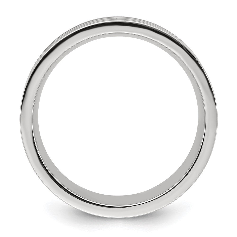 Stainless Steel Polished with Black Resin and Wood Inlay 8mm Band