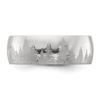 Stainless Steel Polished with Lasered Tree Design 8mm Band