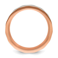 Stainless Steel Brushed and Polished Faceted Rose IP-plated 8mm Band