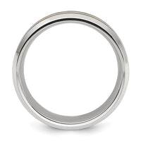 Stainless Steel Brushed and Polished Yellow IP-plated 8mm Band