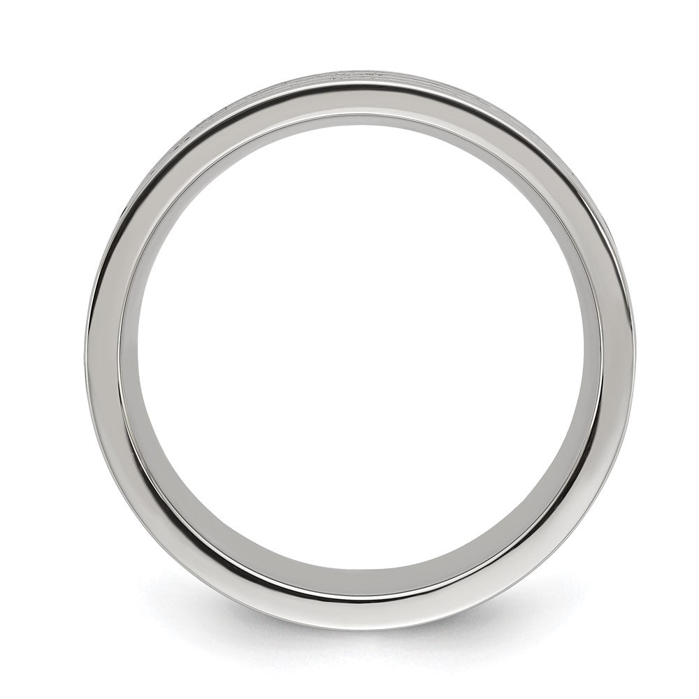 Stainless Steel Polished w/Wood/Imt. Meteorite/Redstone Inlay Band