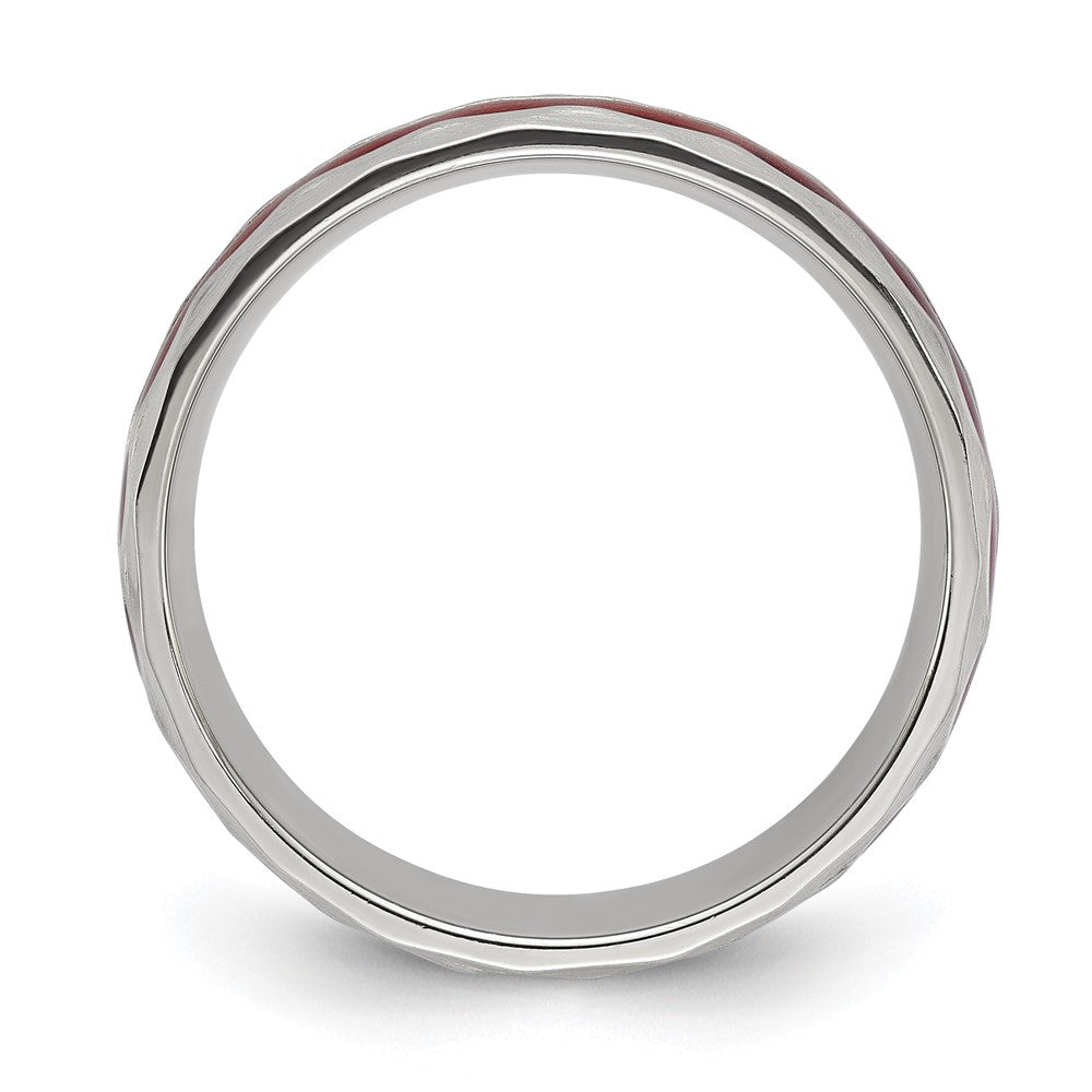 Stainless Steel Brushed and Hammered with Wood Inlay 8mm Band