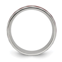 Stainless Steel Brushed and Hammered with Wood Inlay 8mm Band