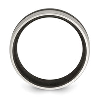 Stainless Steel Polished Black Carbon Fiber Inlay 8mm Band
