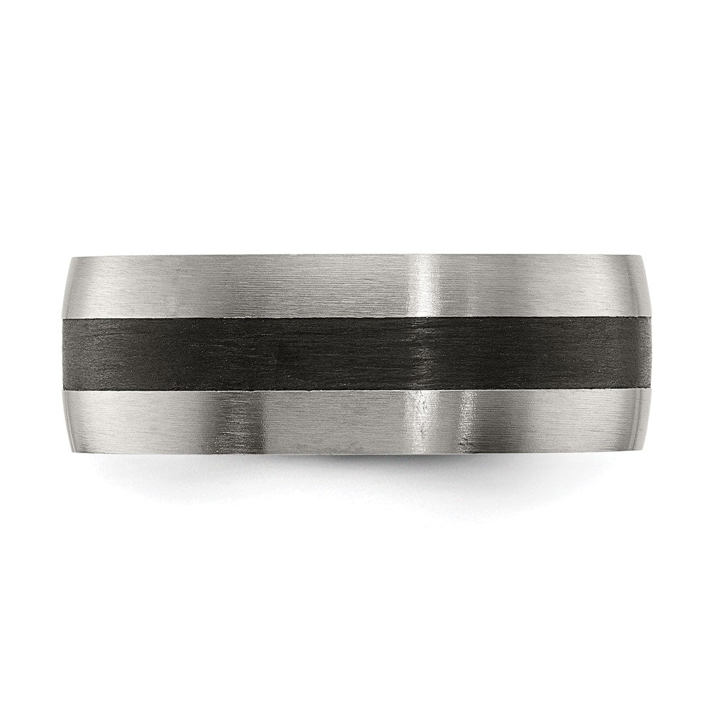 Stainless Steel Polished Black Carbon Fiber Inlay 8mm Band