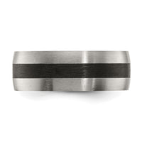 Stainless Steel Polished Black Carbon Fiber Inlay 8mm Band