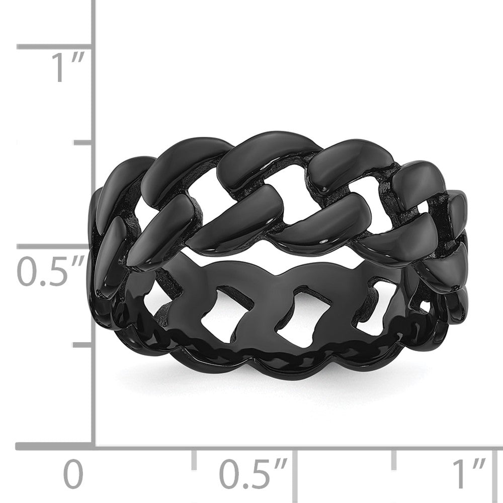 Stainless Steel Polished Black IP-plated 8mm Curb Link Band