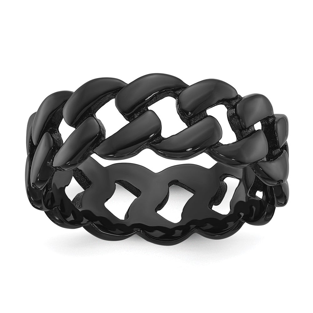 Stainless Steel Polished Black IP-plated 8mm Curb Link Band