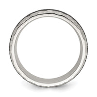 Stainless Steel Brushed and Hammered Black Carbon Fiber 7mm Band