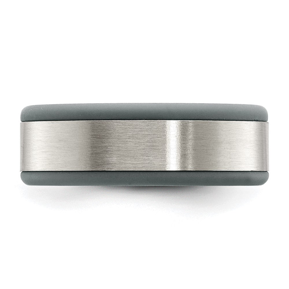 Stainless Steel Brushed Grey Silicone Center 8mm Band
