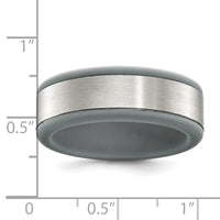 Stainless Steel Brushed Grey Silicone Center 8mm Band