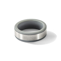 Stainless Steel Brushed Grey Silicone Center 8mm Band