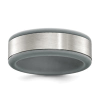 Stainless Steel Brushed Grey Silicone Center 8mm Band