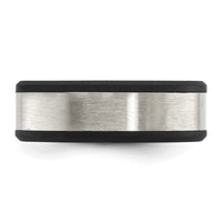 Stainless Steel Brushed Black Silicone Center 8mm Band