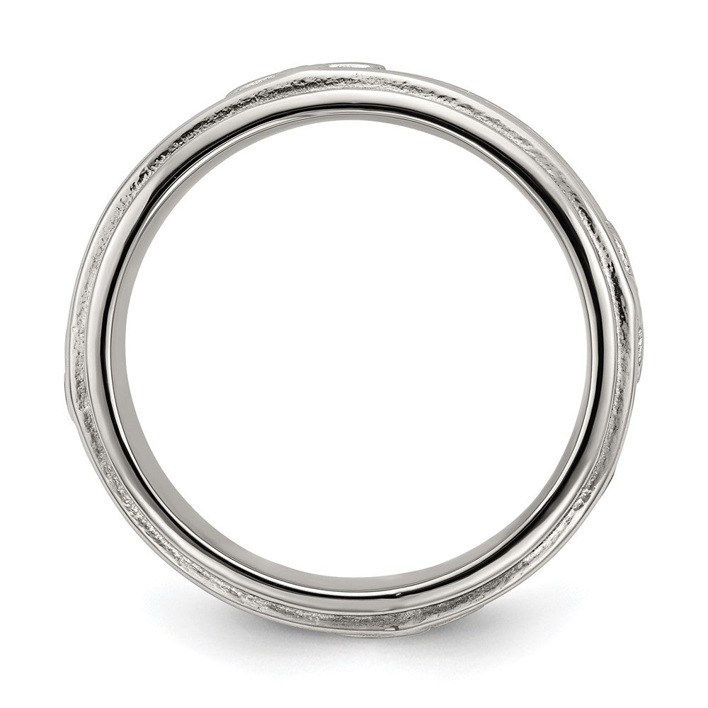 Stainless Steel Polished Cross 7.7mm Grooved Band