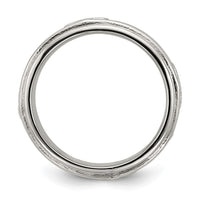 Stainless Steel Polished Cross 7.7mm Grooved Band