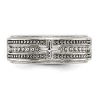 Stainless Steel Polished Cross 7.7mm Grooved Band