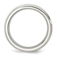 Stainless Steel Polished w/Satin Center 6mm Grooved Edge Band